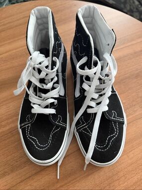Vans Black and White High-Top Skate Sneakers